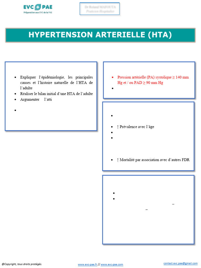 Bilan et Causes de l'HTA Secondaire | PDF | Hypertension artérielle ...