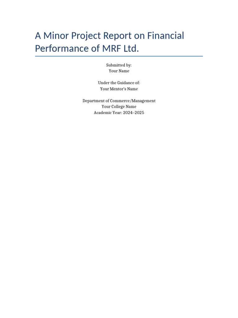 Financial Performance Analysis of MRF Ltd. | PDF | Performance ...