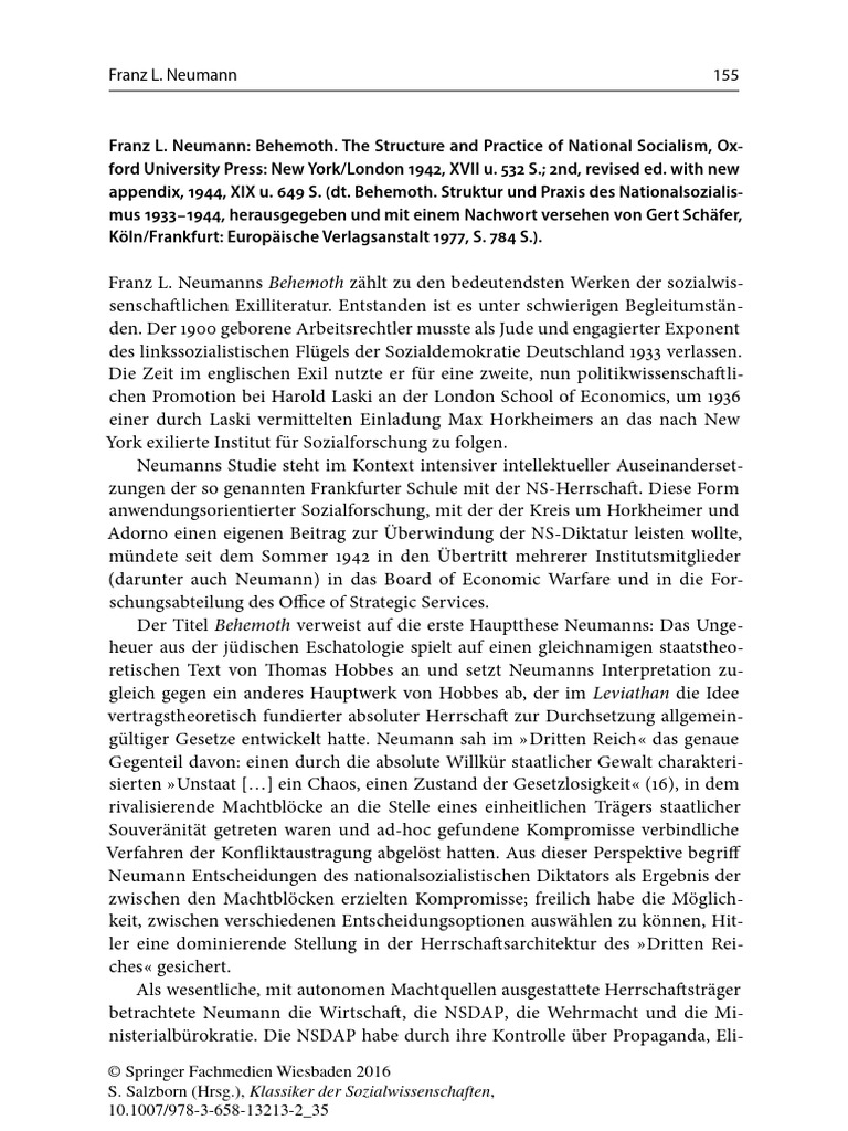 Franz L Neumann Behemoth The Structure A | PDF