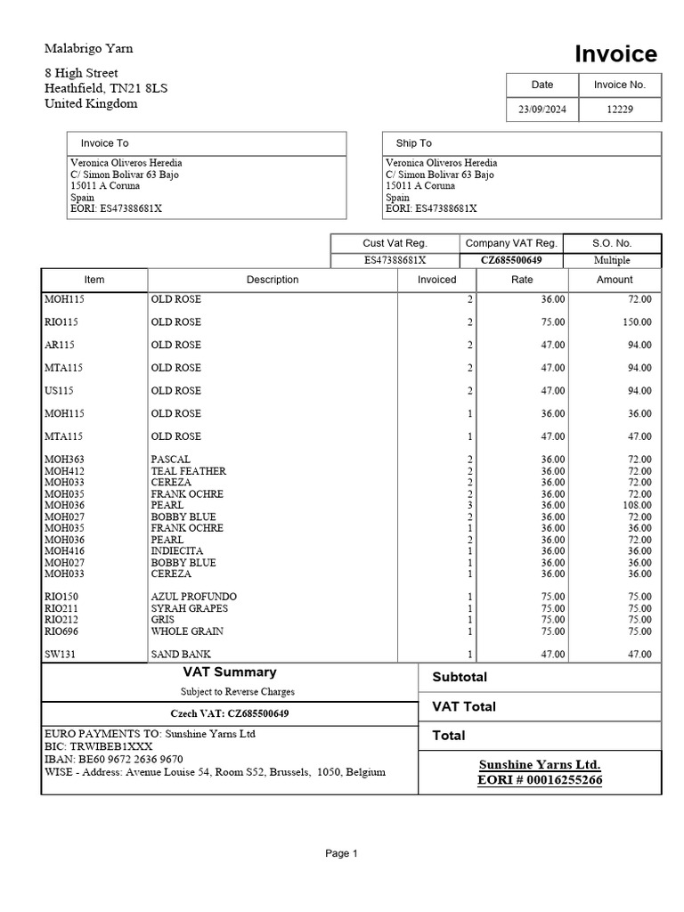 Invoice for Veronica Oliveros Heredia | PDF | Business Documents