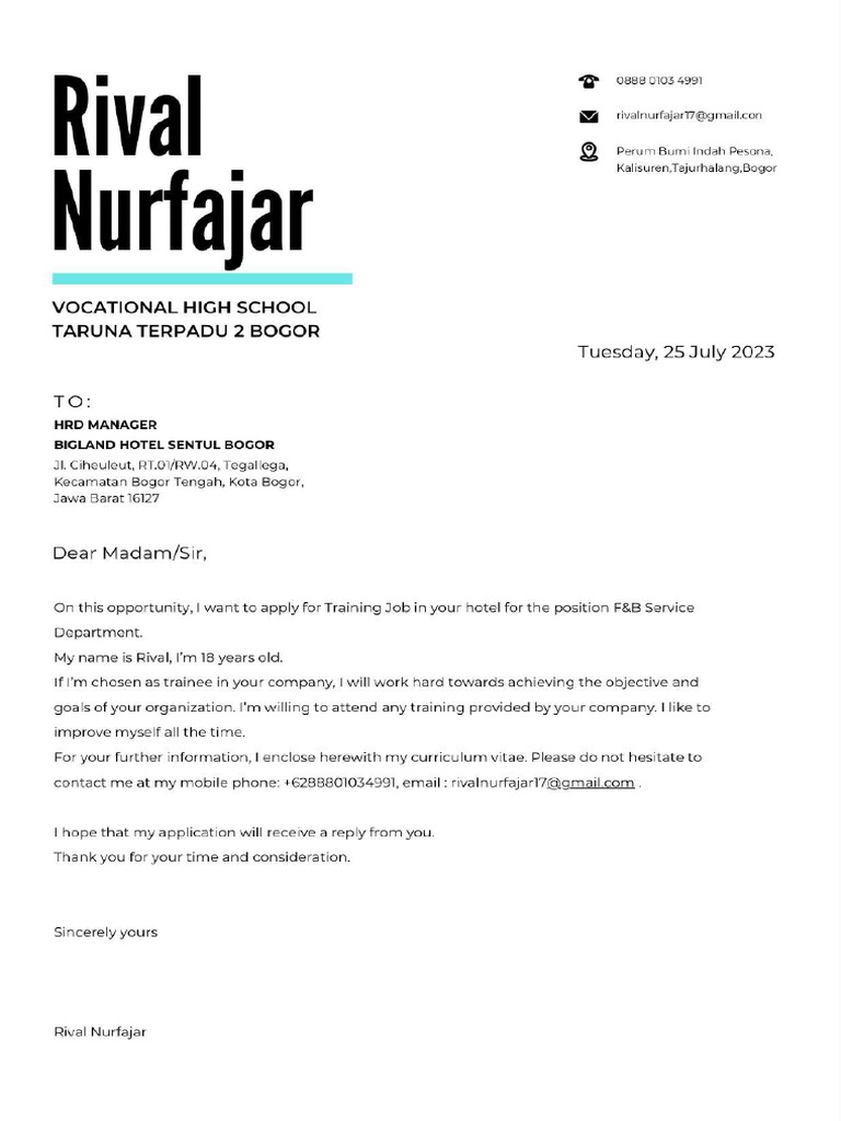 Application Letter Rival July2023 | PDF