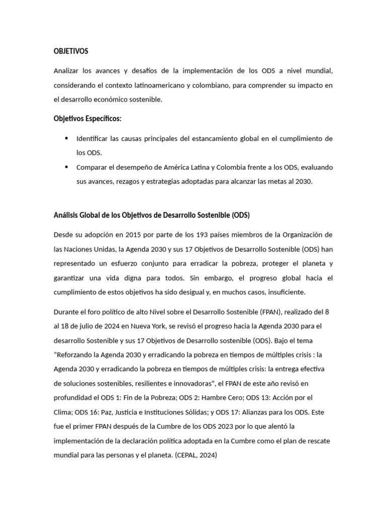 Avances y Desafíos de los ODS 2024 | PDF | Sustentabilidad | Naciones ...