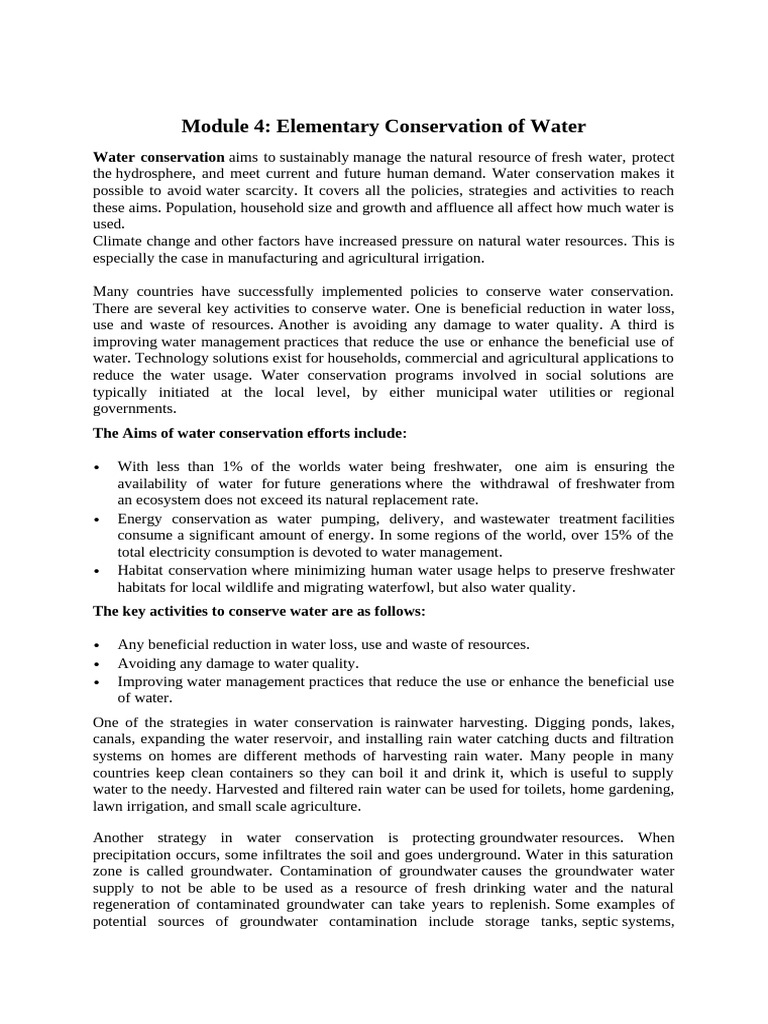 BCV654A Module 4 Notes | PDF | Water Conservation | Agriculture