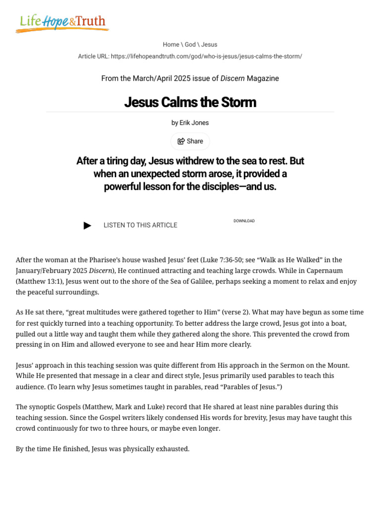 Gosp Jesus Calms The Storm | PDF | Jesus | Gospel Of Matthew