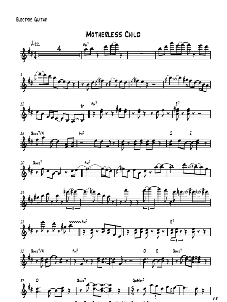 Motherless Child Electric Guitar PDF