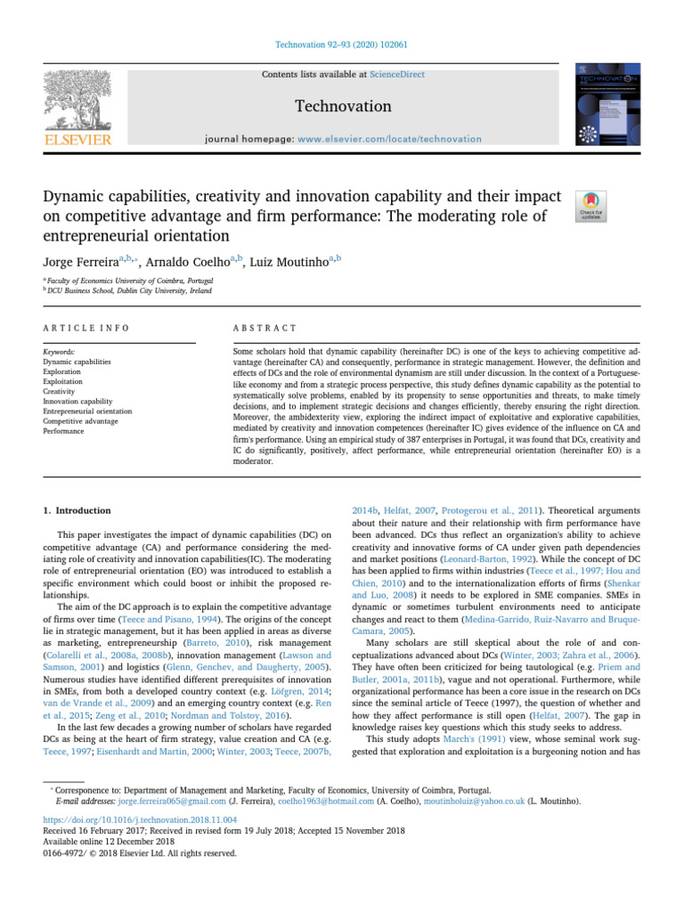 Dynamic Capabilities and Firm Performance | PDF | Creativity | Innovation