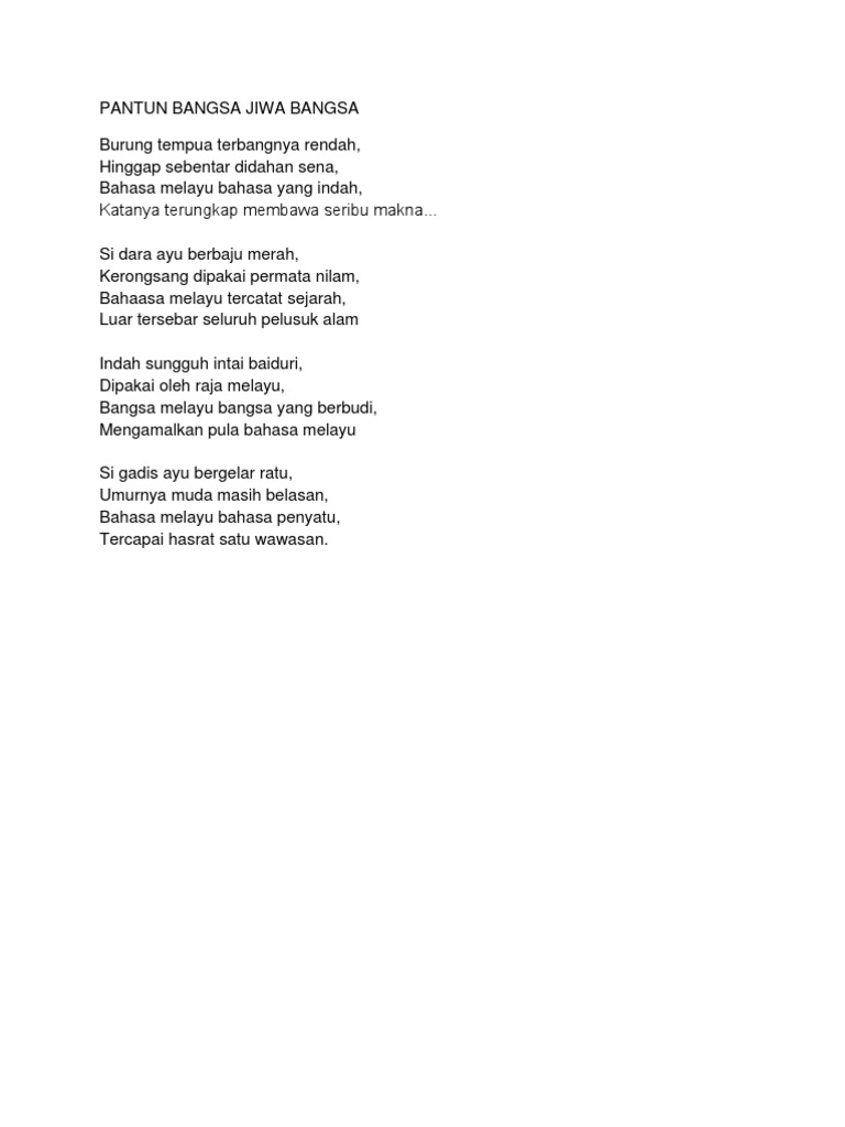 Pantun Bangsa Jiwa Bangsa Pdf