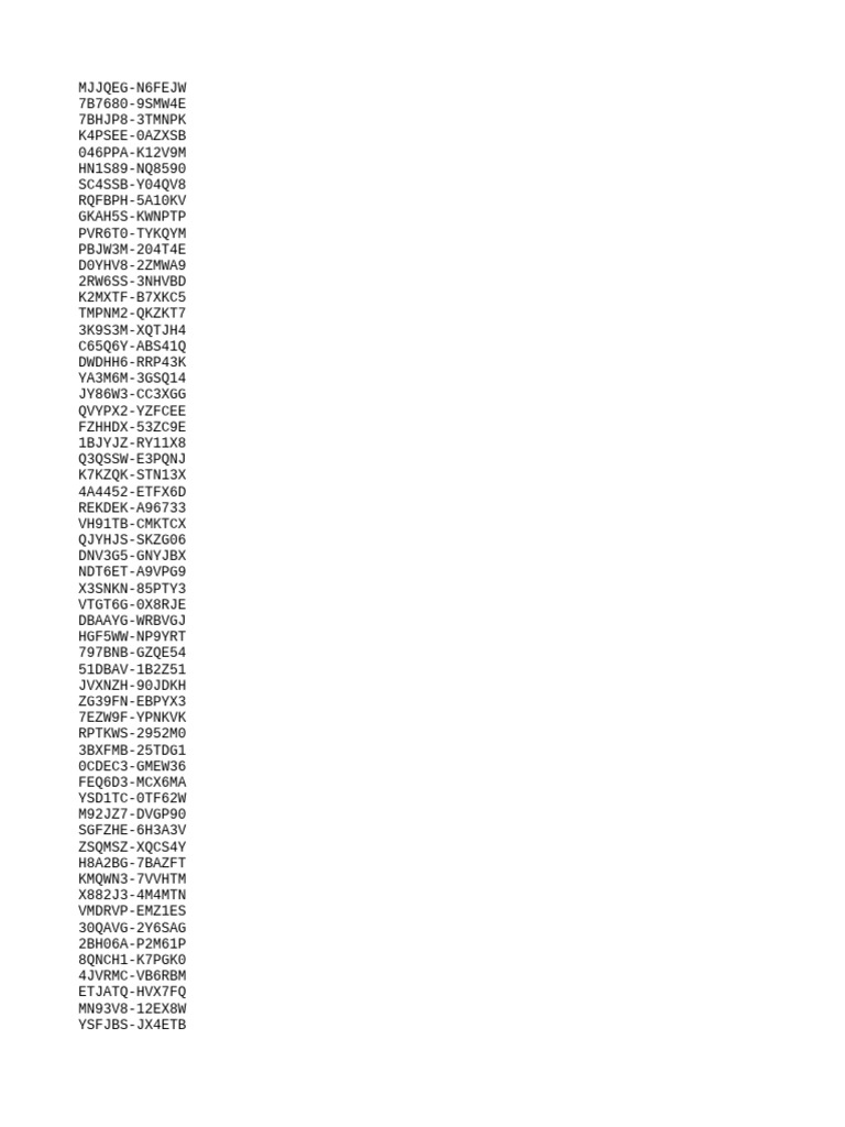 Unique Code List for Reference | PDF