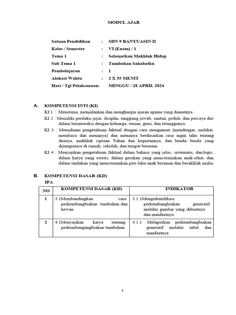Pembelajaran Tumbuhan untuk Siswa SD | PDF