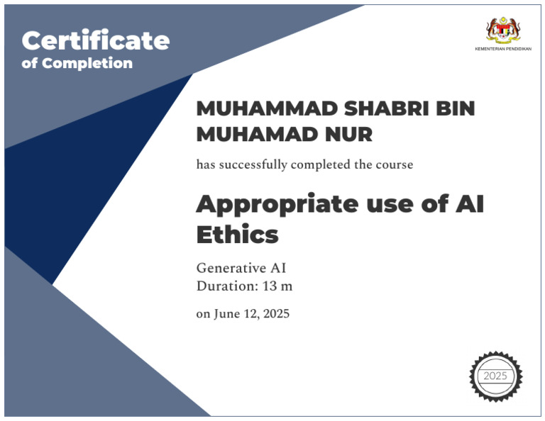 AI Ethics Course Completion Certificate | PDF