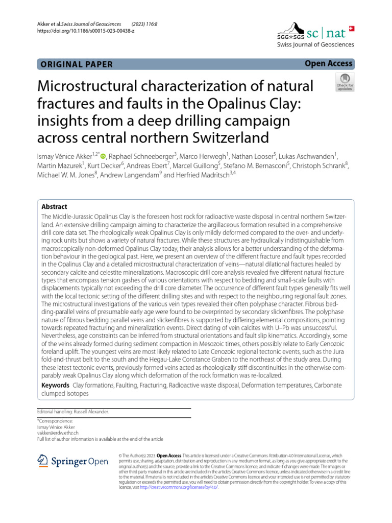 Microstructural Study of Opalinus Clay | PDF | Fault (Geology) | Geology