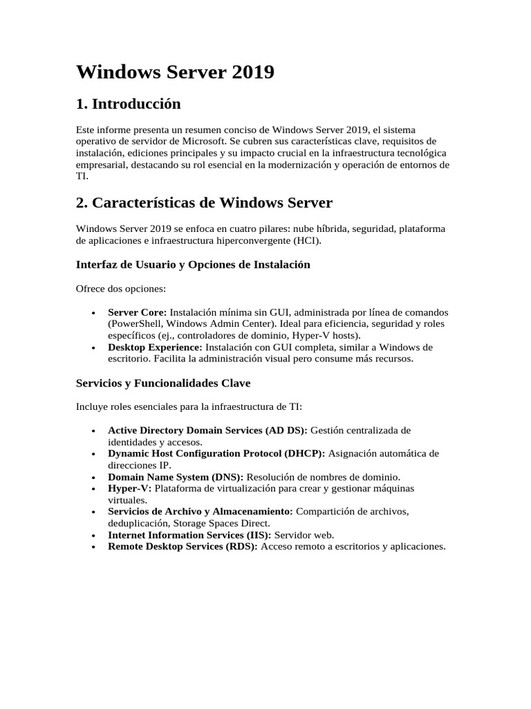 Windows Server 2019: Nube Híbrida y Seguridad | PDF | Computación en la ...