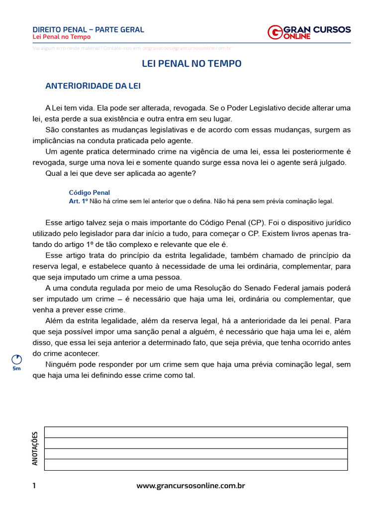 Lei Penal no Tempo: Análise e Princípios | PDF | Crimes | Crime e Violência