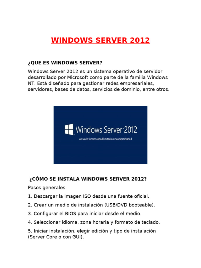 Guía de Instalación de Windows Server 2012 | PDF | Microsoft Windows ...