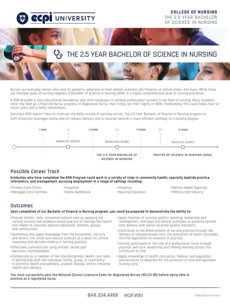 ECPI's 2.5 Year BSN Program Overview | PDF | Nursing | Health Care