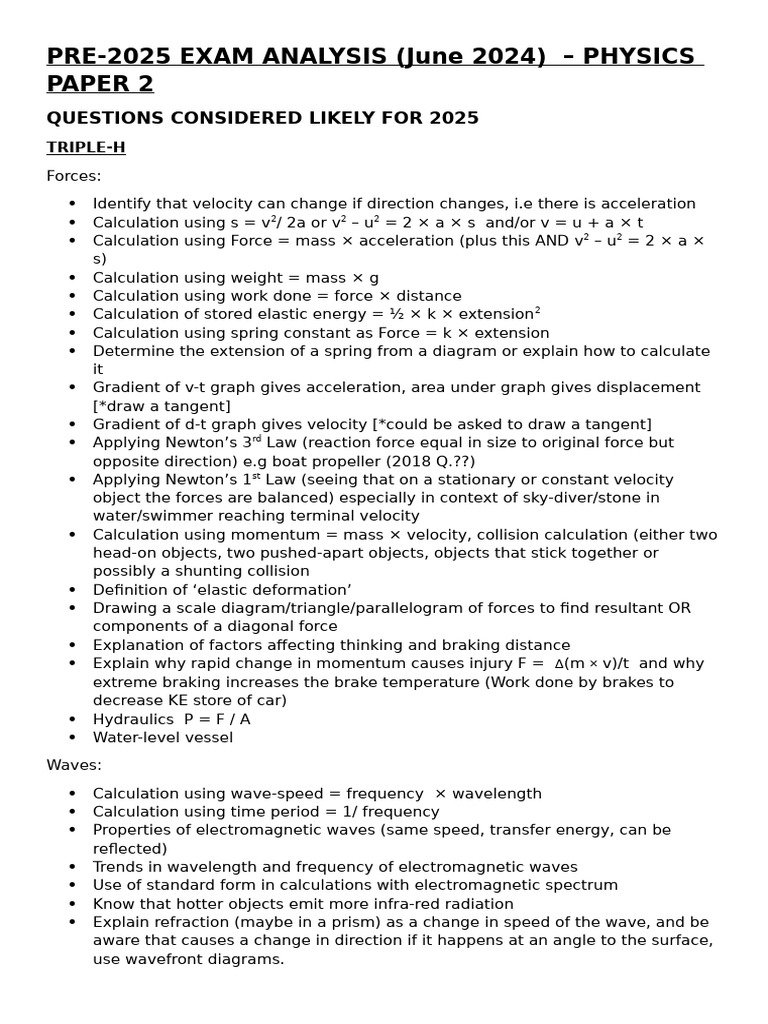 2025 Physics Paper 2 Exam Insights | PDF | Force | Waves