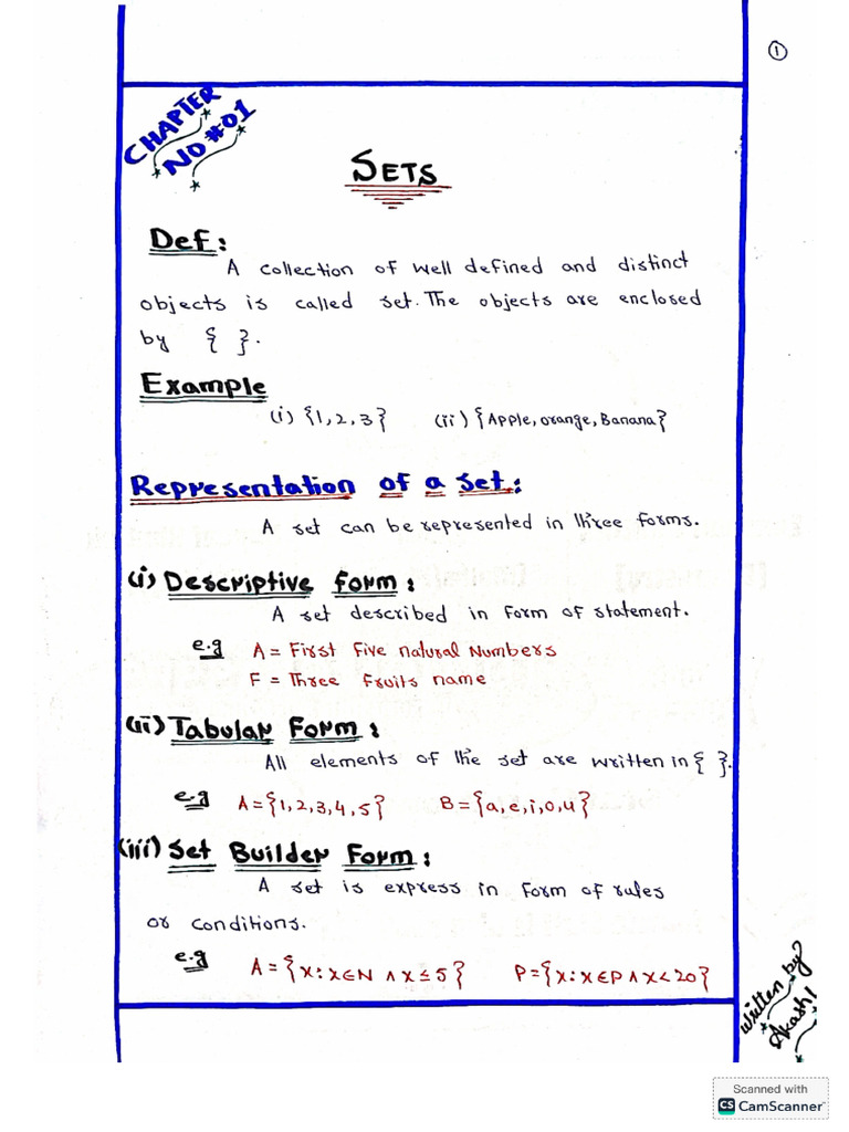 Class 7th, CH#01 (Sets) | PDF