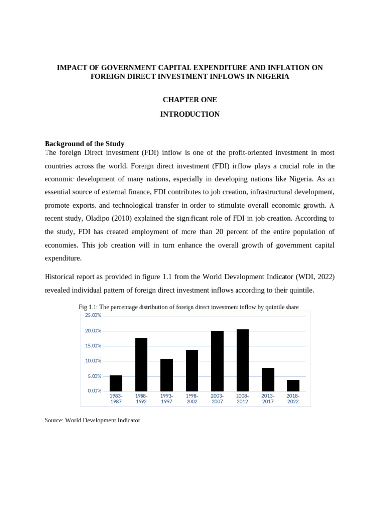 FDI in Nigeria: Impact of Capital Expenditure & Inflation | PDF ...
