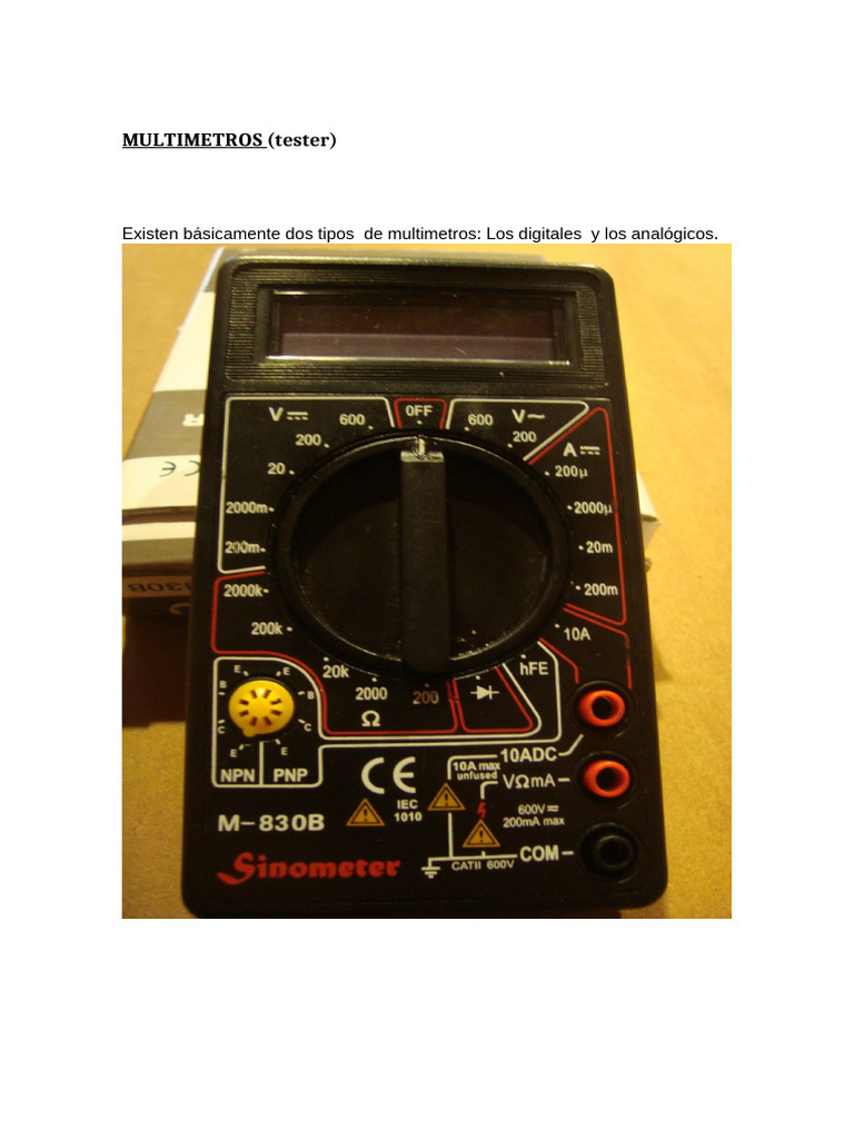 Tipos de multímetros: digital y analógico | PDF | Resistencia Eléctrica ...