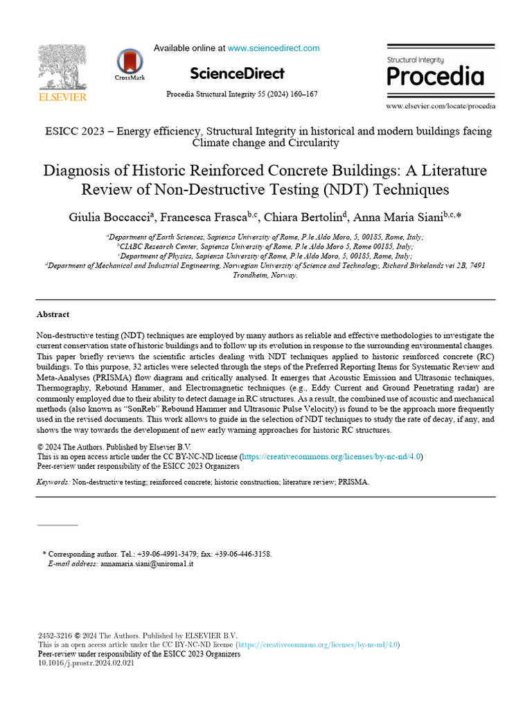NDT Techniques for Historic Concrete Buildings | PDF | Systematic ...