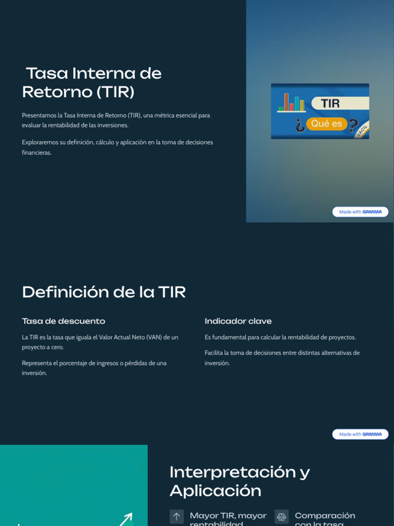 Definición y Cálculo de la TIR | PDF | Tasa interna de retorno | Sector ...