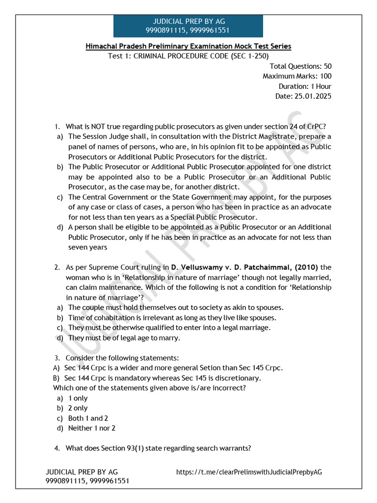 CRPC Test-1 | PDF | Bail | Magistrate