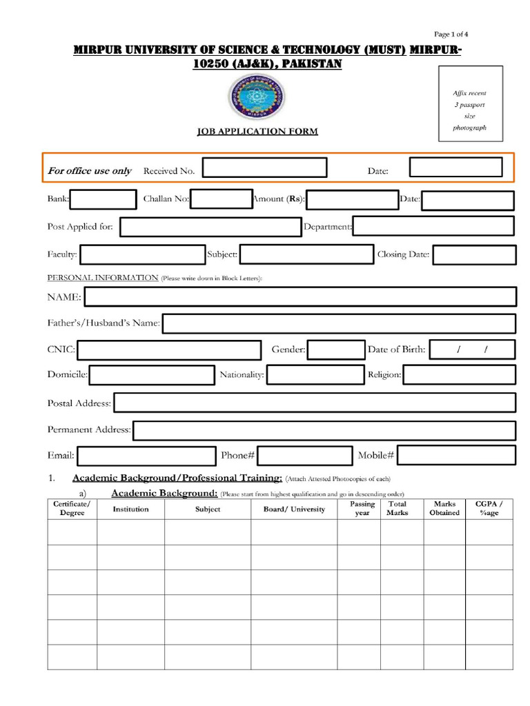 Revised Job Application Form | PDF
