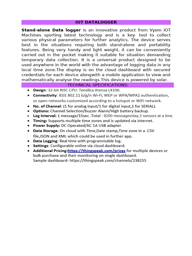 Iot Datalogger | PDF