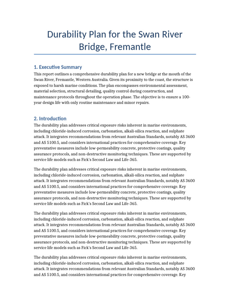 Swan River Bridge Durability Report | PDF | Corrosion | Concrete