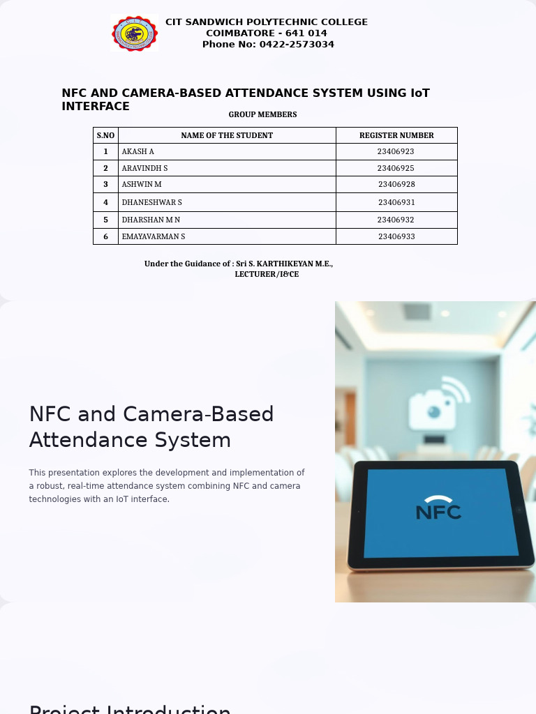 NFC and Camera Based Attendance System | PDF | Telecommunications ...