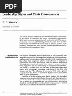 Warrick 1981 Leadership Styles and Their Consequences