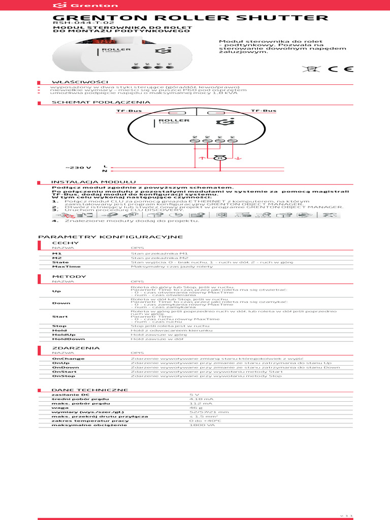 Roller Shutter TF-Bus Instruction PL en v1.1 WEB | PDF