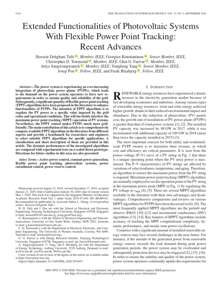 Extended Functionalities of Photovoltaic Systems With Flexible Power ...