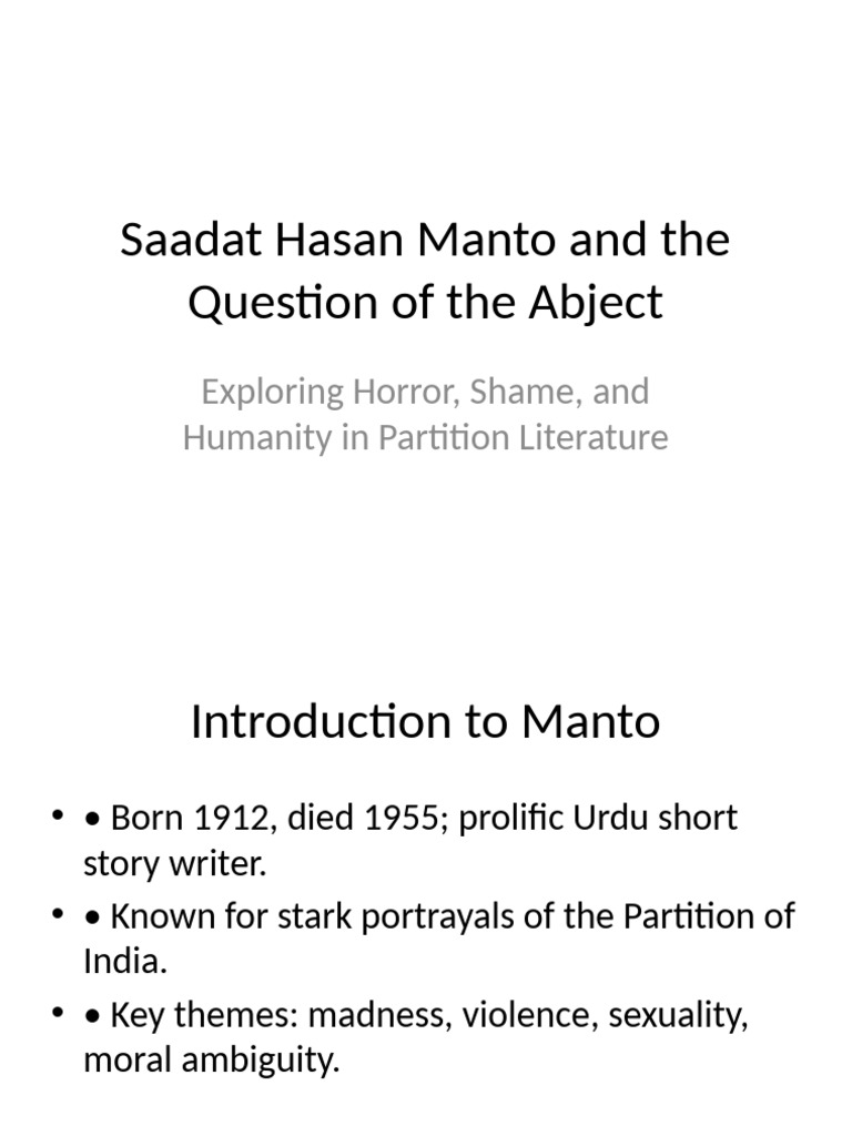 Manto and Abject Presentation | PDF
