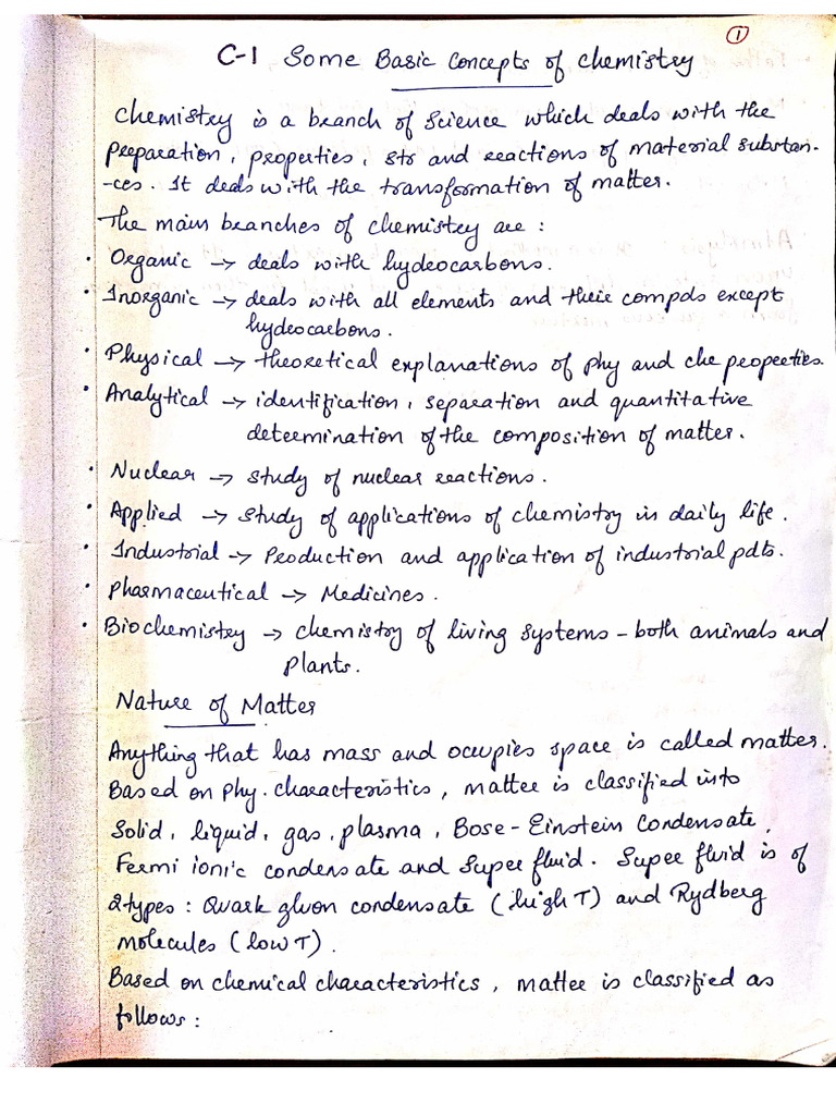 Some Basic Concepts of Chemistry Notes | PDF