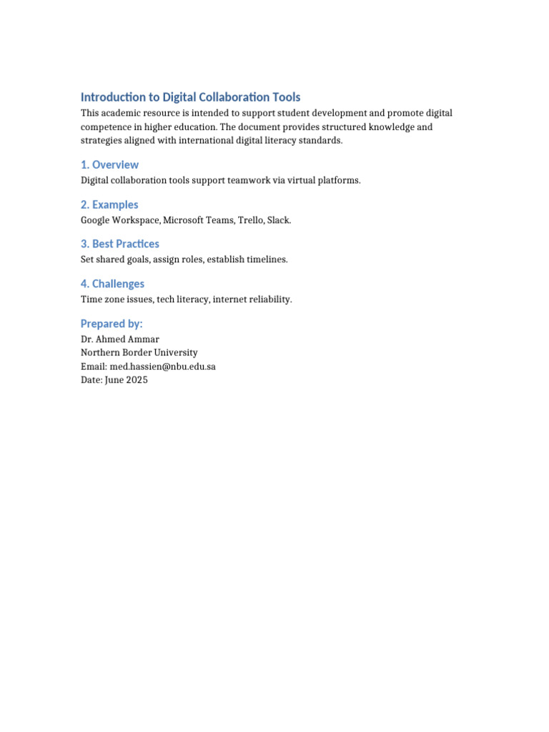 Digital Collaboration Tools | PDF