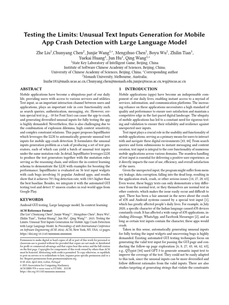 Unusual Text Input Generation for App Testing | PDF | Mobile App ...