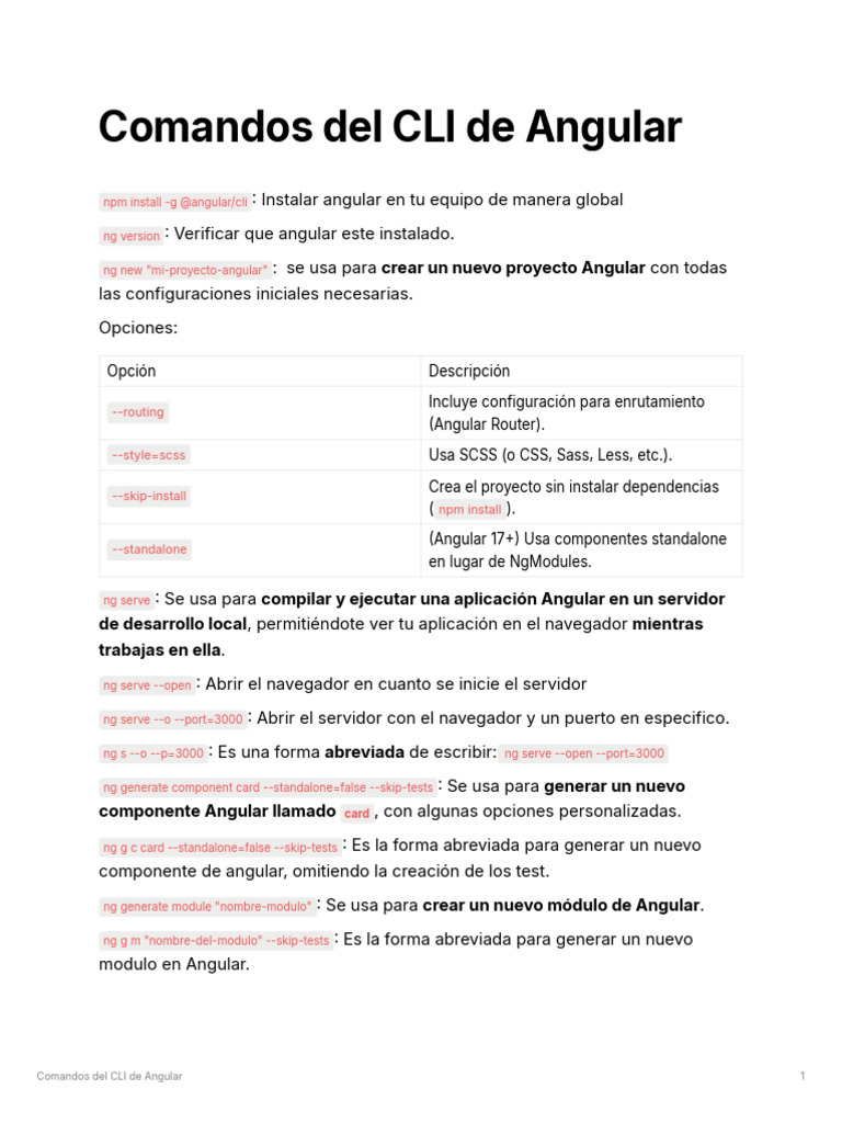 Comandos Esenciales de Angular CLI | PDF | Informática | Software