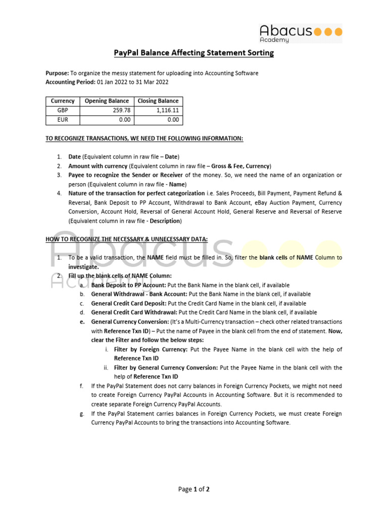 PayPal Statement Organization Guide | PDF | Pay Pal | Payments
