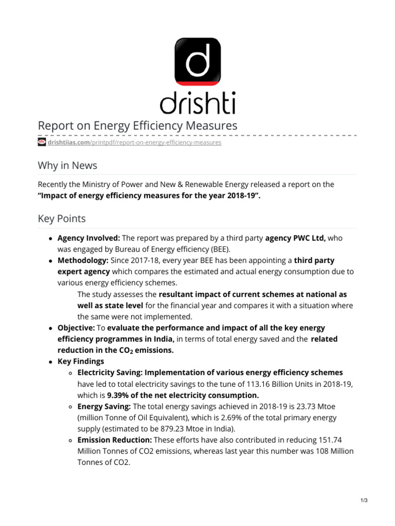 Report On Energy Efficiency Measures | PDF | Efficient Energy Use ...