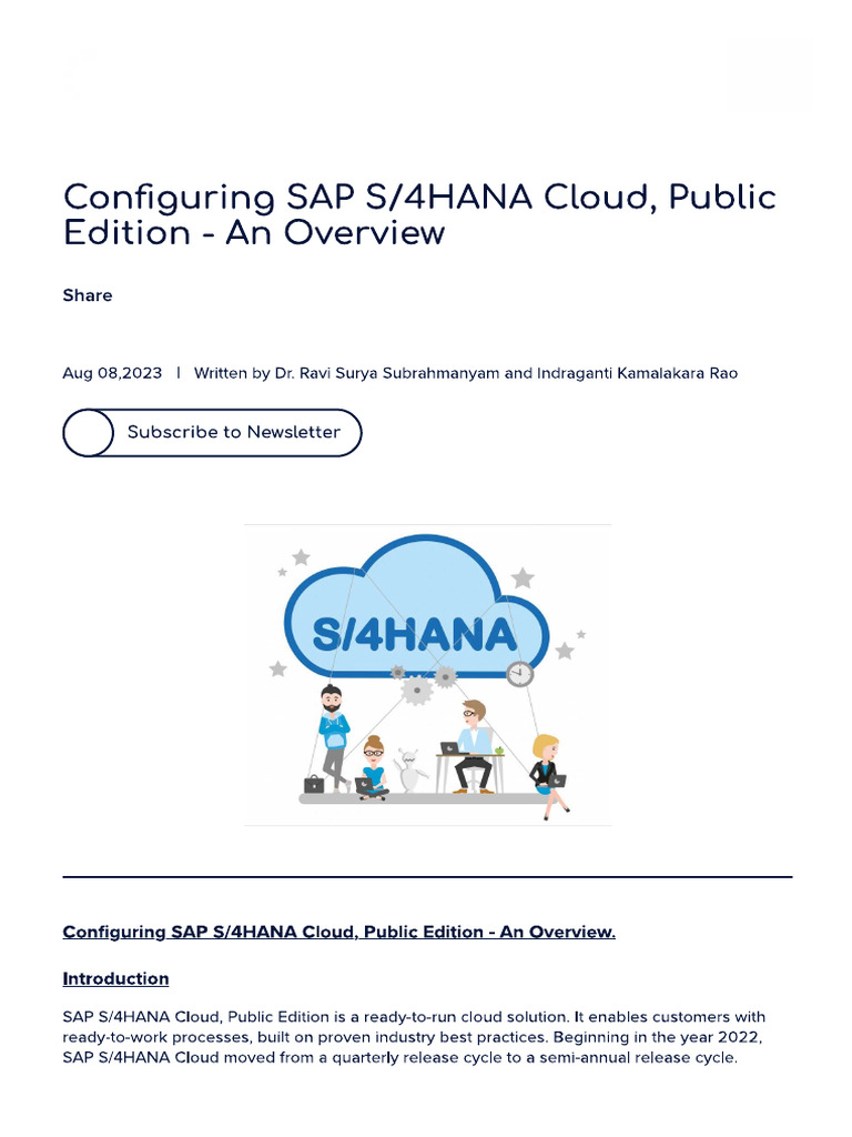 Configuring SAP S4HANA Cloud, Public Edition - An Overview | PDF
