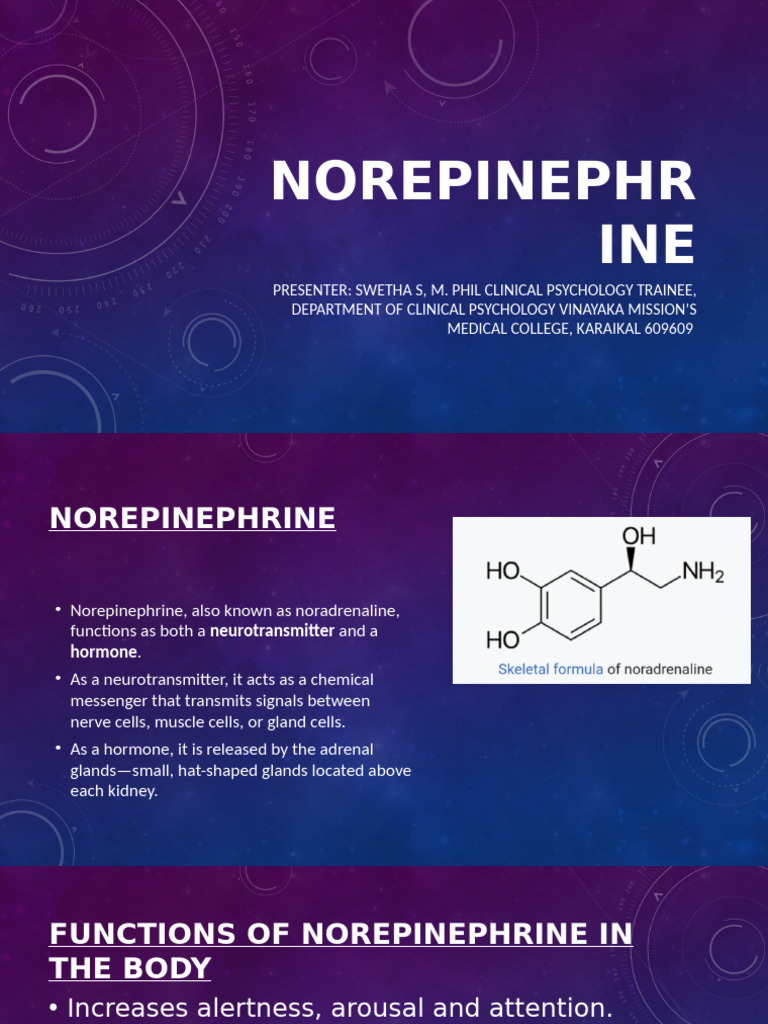 Norepinephrine: Functions and Impact | PDF | Norepinephrine | Fight Or ...
