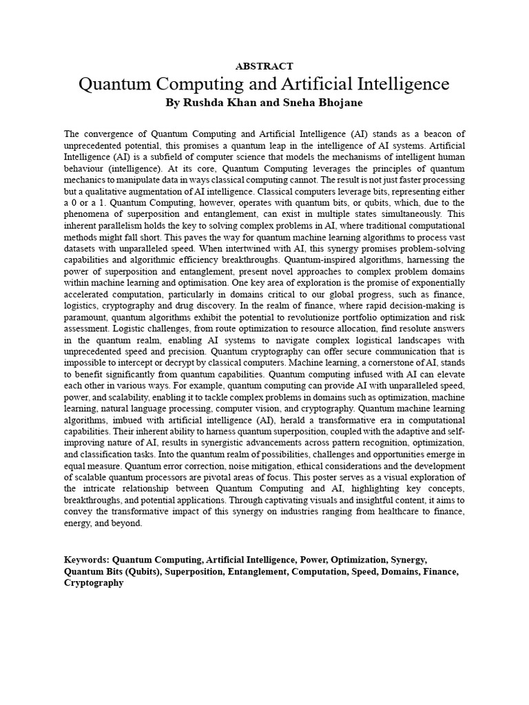 Quantum Computing's Impact on AI | PDF | Quantum Computing | Artificial ...