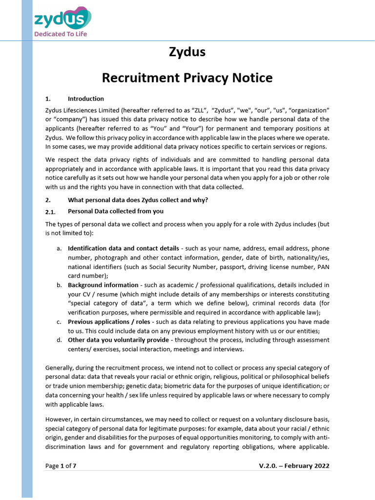 Zydus - Recruitment Notice - Vfinal (Long Version) 24.2.2022 | PDF ...