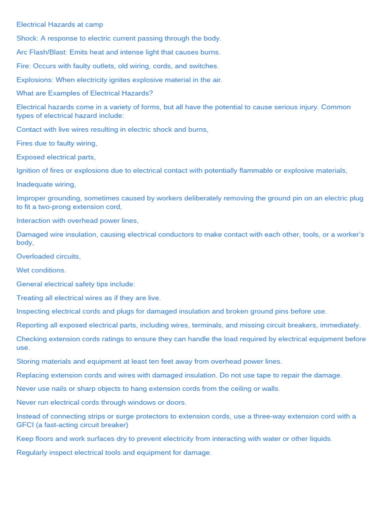 Electrical Hazards and Safety Tips | PDF
