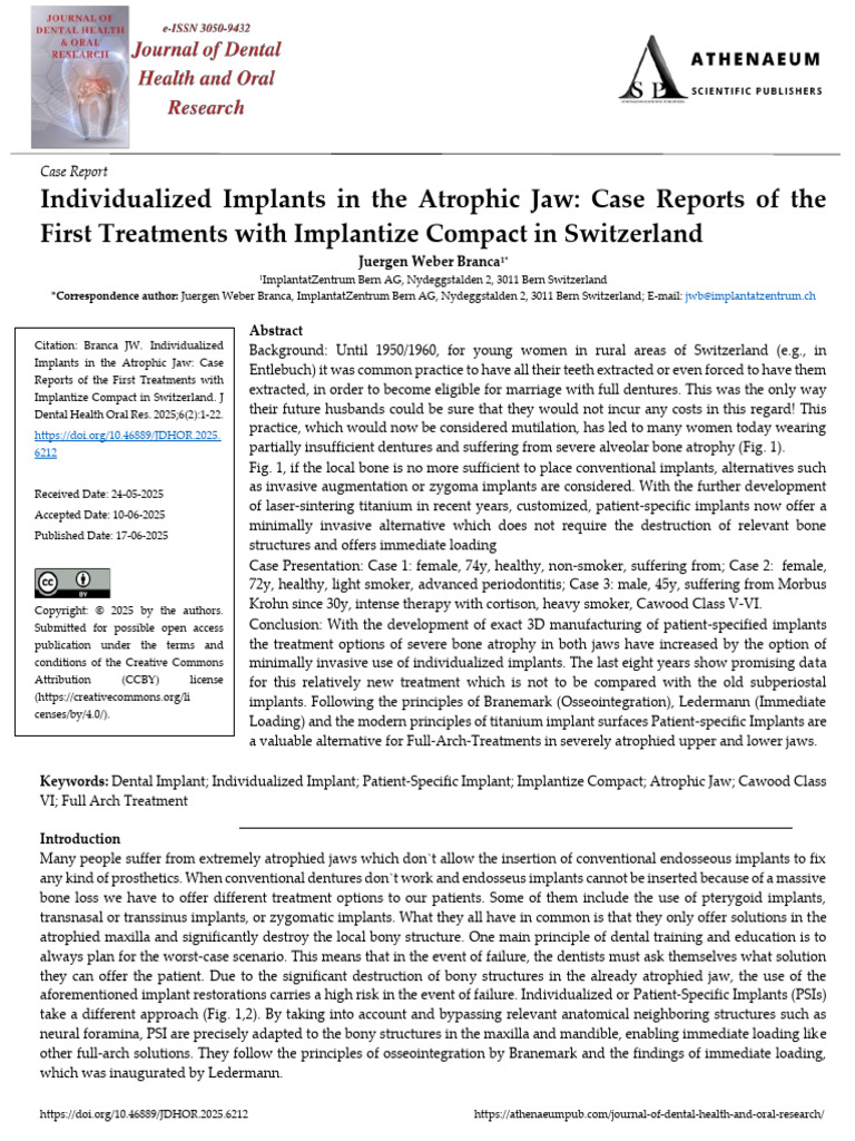 Photo inspiration: Individualized Implants For Atrophic Jaws Pdf Dental Implant Photo Inspiration