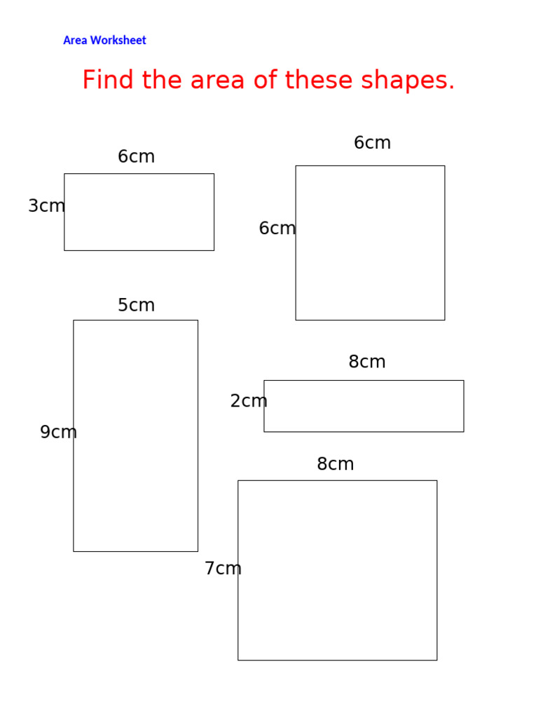 Area of Shapes Worksheet | PDF