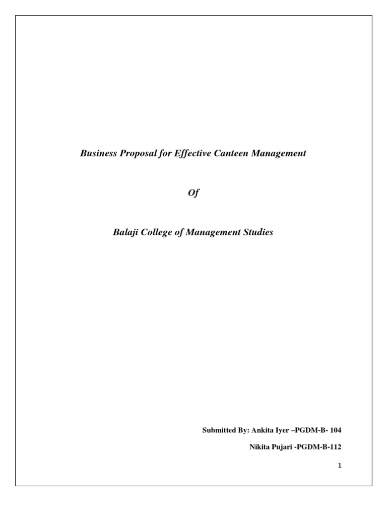 Canteen Management Proposal for College | PDF | Cafeteria | Foods