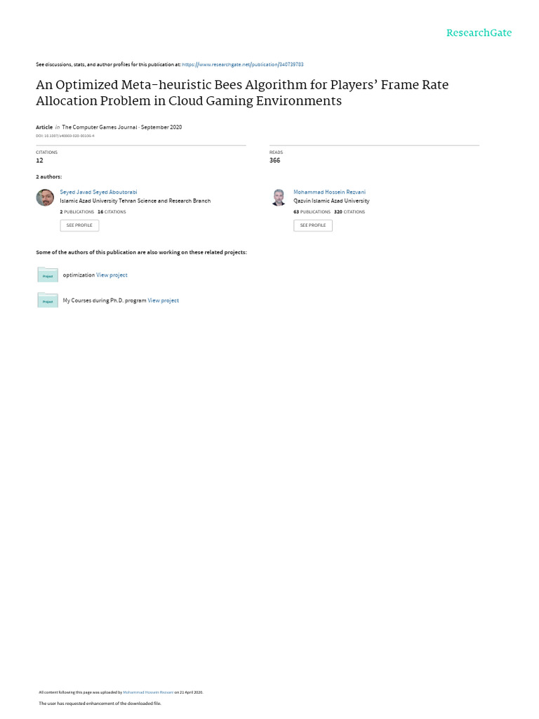2an Optimized Meta-Heuristic Bees Algori | PDF | Metaheuristic ...