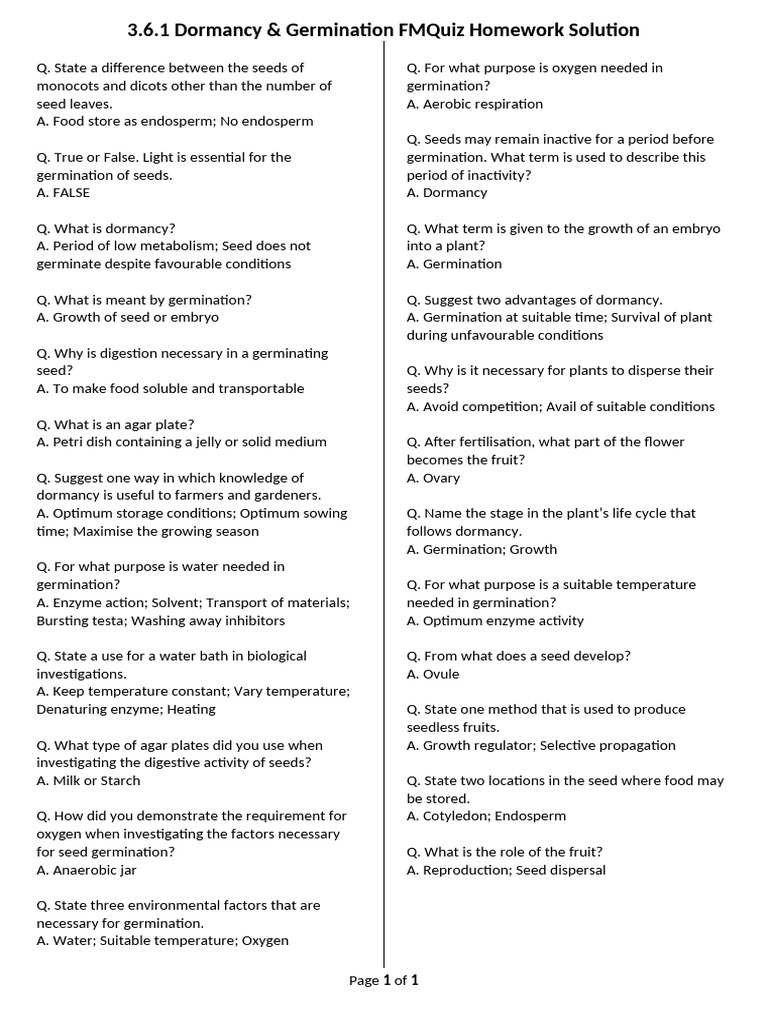Dormancy and Germination in Seeds | PDF | Seed | Germination